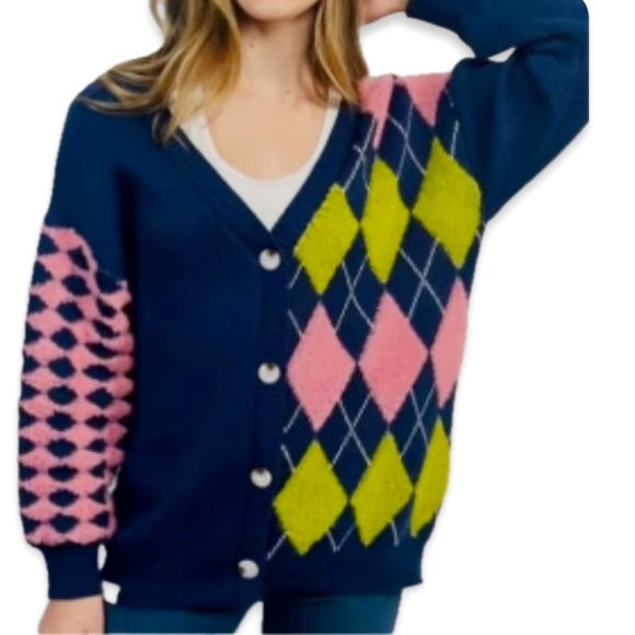 Plaid Cardigan Diamond Cardigan Simply Southern Oversized XL NWT - Picture 9 of 16